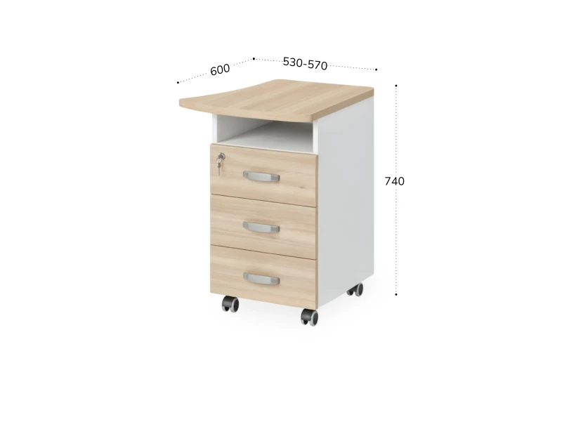 BRL RB086-57х60R Тумба приставная правая 570х600х740 Акация/Белый