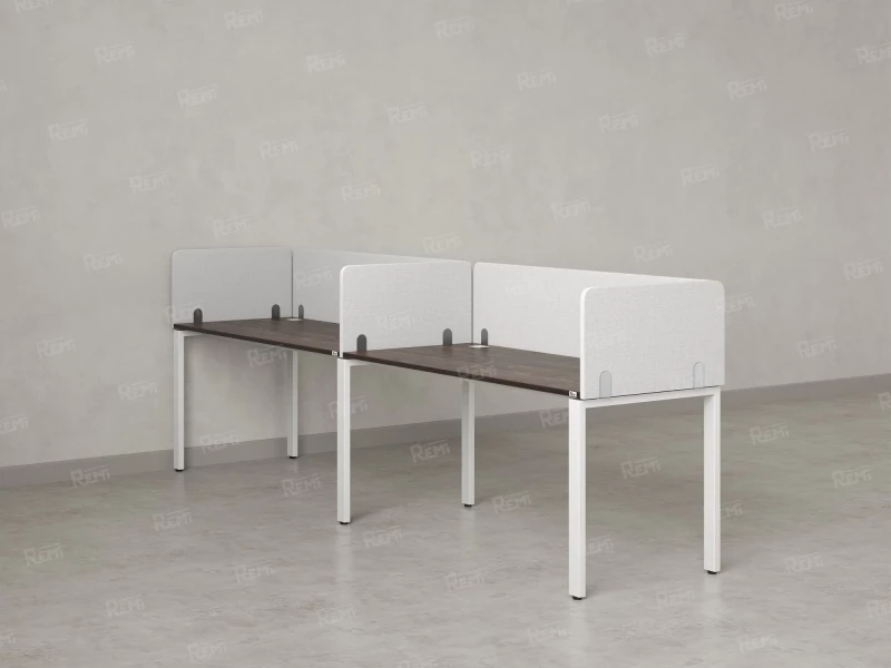 Бенч-система в 1 ряд, 2 рабочих места 5 тканевых экранов 3200x700x750 RM167-1-32x7 Дуб Апрельский шоколад/Белый