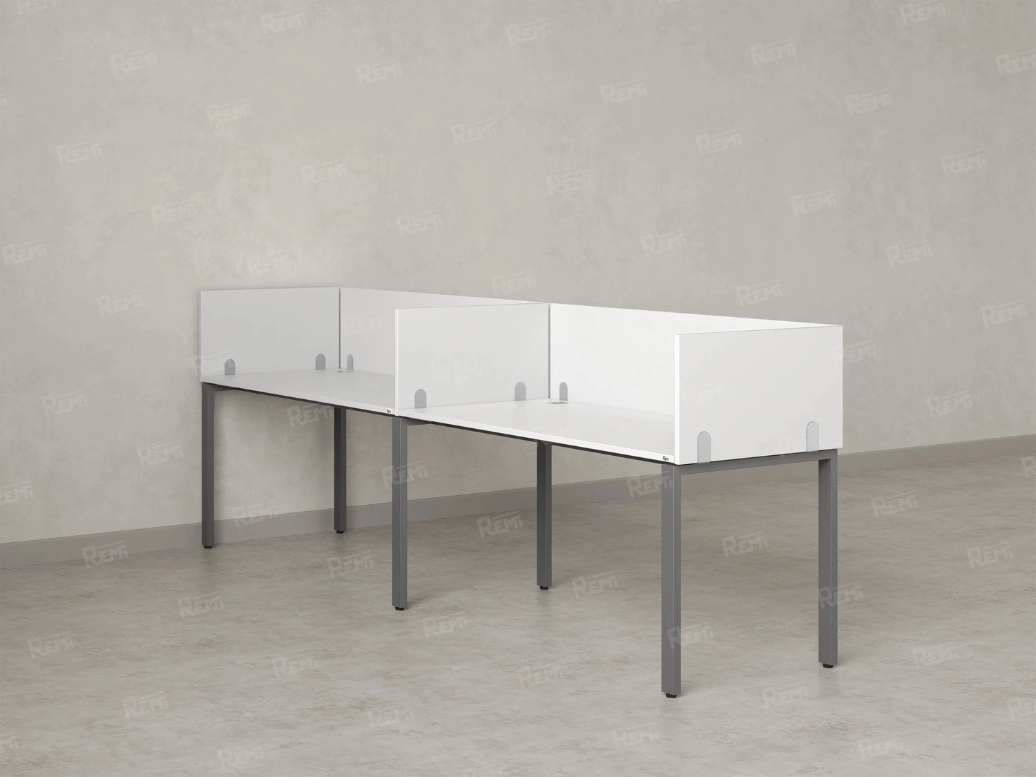 Бенч-система в 1 ряд, 2 рабочих места 5 ЛДСП экранов 2000x800x750 RM167-2-20x8 Белый/Серый