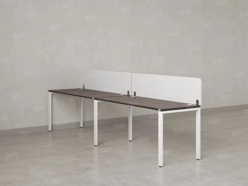 Бенч-система в 1 ряд, 2 рабочих места 2 тканевых экранов 2000x600x750 RM167-3-20x6 Дуб Апрельский шоколад/Белый