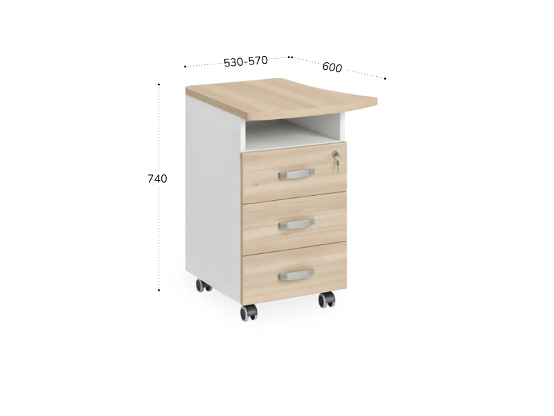 BRL RB085-53х60L Тумба приставная левая 530х600х740 Акация/Белый