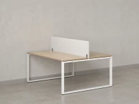 Бенч-система, 2 рабочих места, с одним тканевым экраном 1200x1200x750 RM169-1-12x12 Вяз Швейцарский светлый/Белый