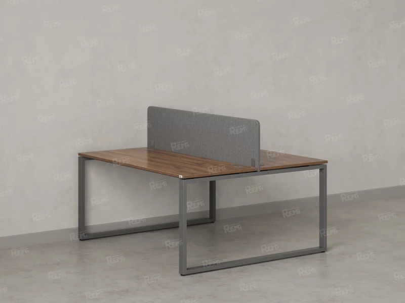 Бенч-система, 2 рабочих места, с одним тканевым экраном 1600x1200x750 RM169-1-16x12 Дуб Юстус/Серый