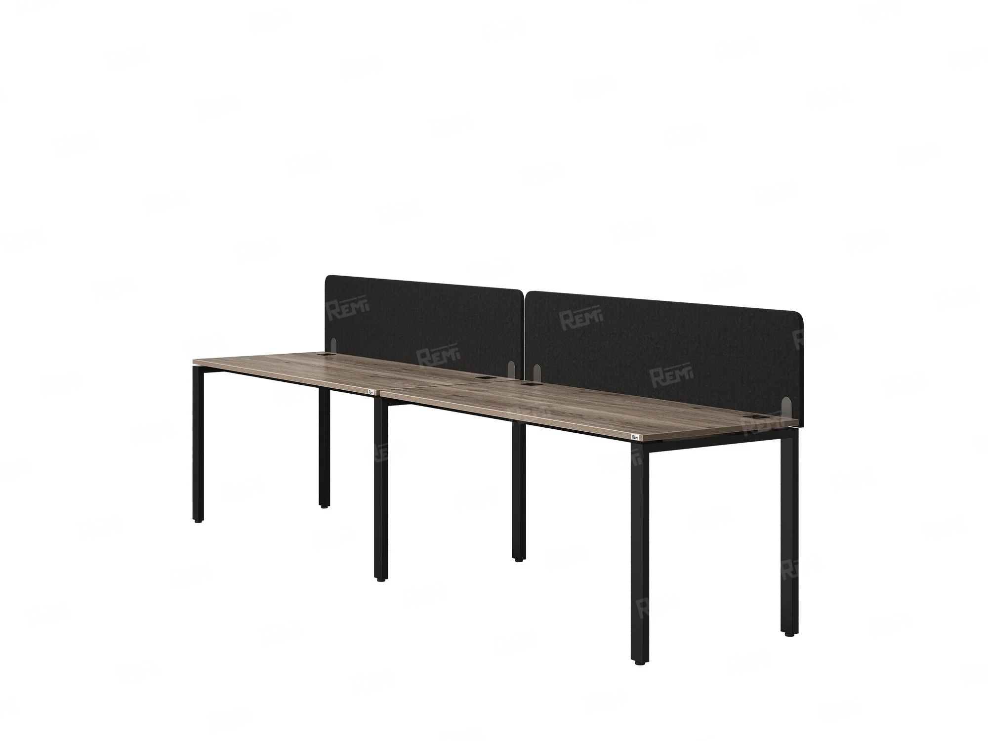 Бенч-система в 1 ряд, 2 рабочих места 2 тканевых экранов 3600x700x750 RM167-3-36x7 Дуб Маувелла/Черный