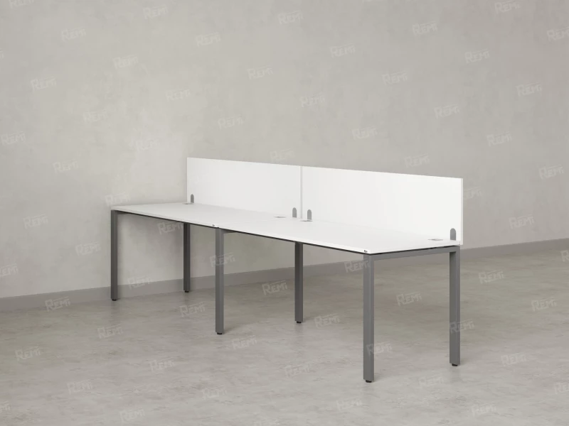 Бенч-система в 1 ряд, 2 рабочих места 2 ЛДСП экранов 3600x600x750 RM167-4-36x6 Белый/Серый