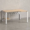 Стол угловой, экран металл, П-опора, правый 1600x600/900x750, RM058-16x6-9 Вяз Швейцарский светлый/Белый