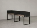Бенч-система в 1 ряд, 2 рабочих места 5 тканевых экранов 2400x600x750 RM168-1-24x6 Дуб Маувелла/Черный