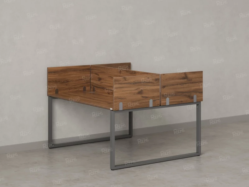 Бенч-система, 2 рабочих места, 5 ЛДСП экранов 1200x1400x750 RM169-4-12x14 Дуб Юстус/Серый