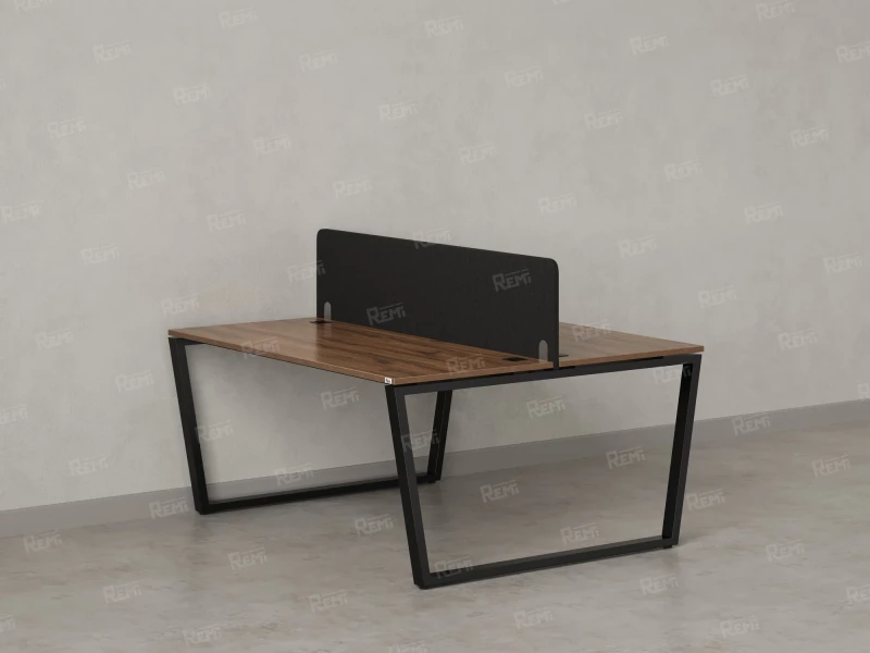 Бенч-система, 2 рабочих места, с одним тканевым экраном 1600x1200x750 RM172-1-16x12 Дуб Юстус/Черный