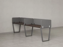 Бенч-система в 1 ряд, 2 рабочих места 5 тканевых экранов 3200x700x750 RM174-1-32x7 Дуб Апрельский шоколад/Серый