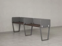 Бенч-система в 1 ряд, 2 рабочих места 5 тканевых экранов 3200x700x750 RM174-1-32x7 Дуб Апрельский шоколад/Серый