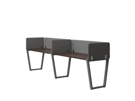 Бенч-система в 1 ряд, 2 рабочих места 5 тканевых экранов 3200x700x750 RM174-1-32x7 Дуб Апрельский шоколад/Серый