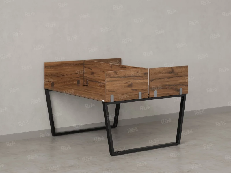 Бенч-система, 2 рабочих места, 5 ЛДСП экранов 1200x1400x750 RM172-4-12x14 Дуб Юстус/Черный