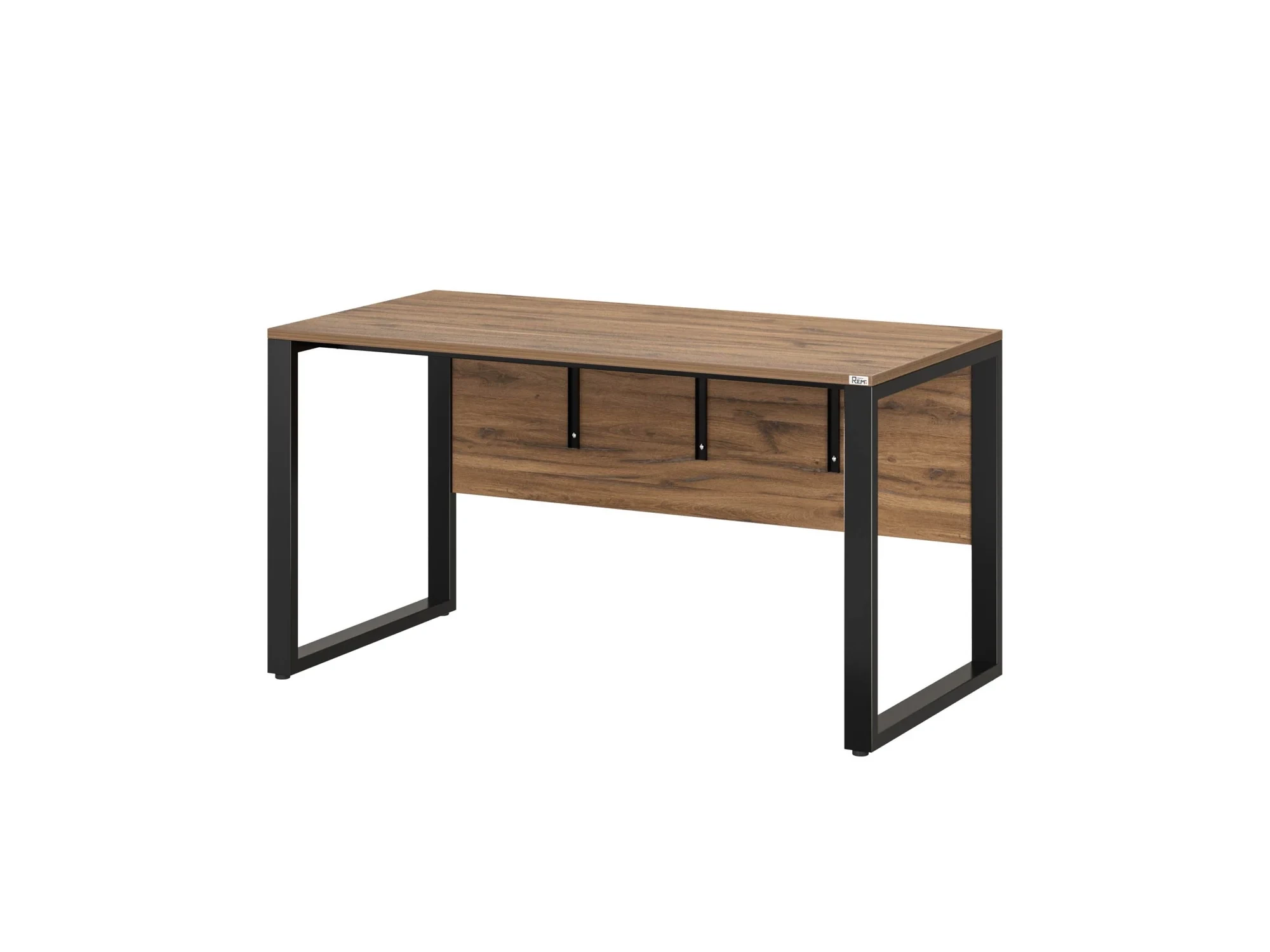 Стол прямой на О-образных опорах, экран ЛДСП 2000x600x750 RM006-20x6 Дуб Юстус/Черный