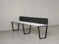 Бенч-система в 1 ряд, 2 рабочих места 2 тканевых экранов 2700x700x750 RM174-3-27x7 Белый/Черный