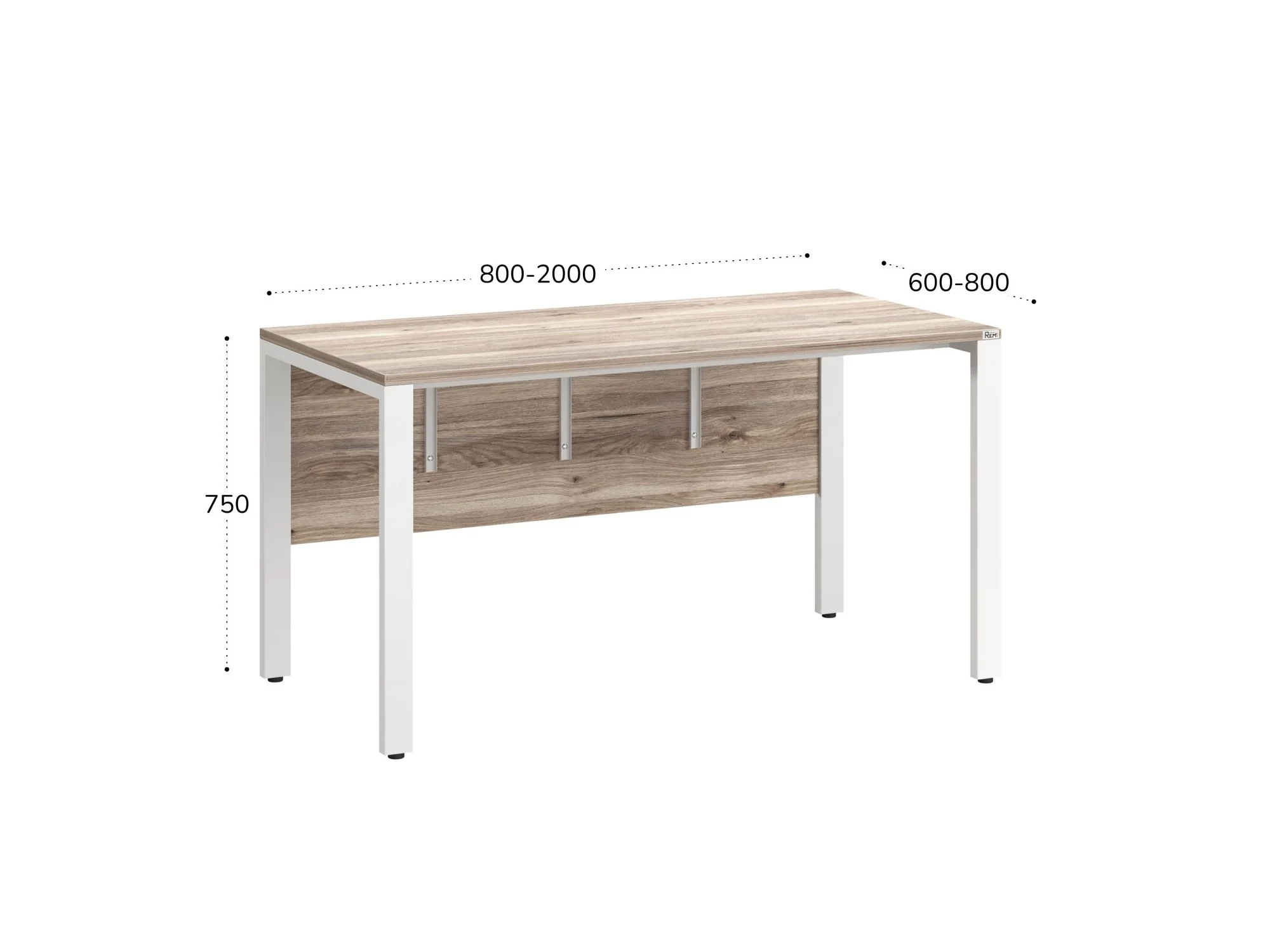Стол прямой на П-образных опорах, экран ЛДСП 800x800x750 RM005-8x8 Дуб Маувелла/Белый
