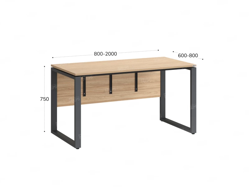 Стол прямой, О-опоры, экран ЛДСП,парящая стол-ца 1200x800x750 RM008-12x8 Вяз Швейцарский светлый/Серый