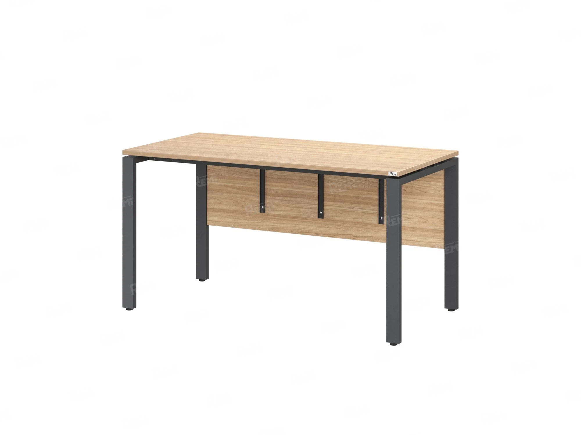 Стол прямой, П-опоры, экран ЛДСП,парящая стол-ца 1200x700x750 RM007-12x7 Вяз Швейцарский светлый/Серый