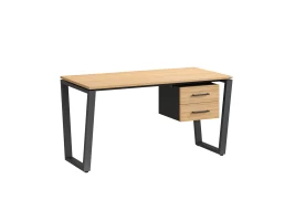 Стол прямой с подвесной тумбой 2 ящика, U-опора 2000x600x750 RM035-20x6 Вяз Швейцарский светлый/Серый