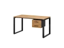 Стол прямой с подвесной тумбой 2 ящика, О-опора 2000x600x750 RM037-20x6 Дуб Юстус/Черный