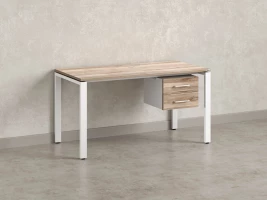 Стол прямой с подвесной тумбой 2 ящика, П-опора 2000x700x750 RM039-20x7 Дуб Маувелла/Белый