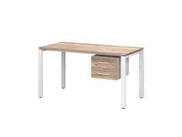 Стол прямой с подвесной тумбой 2 ящика, П-опора 2000x700x750 RM039-20x7 Дуб Маувелла/Белый