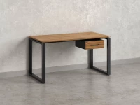 Стол прямой с подвесной тумбой, О-опора 2000x800x750 RM036-20x8 Дуб Юстус/Черный