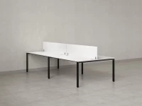 Бенч-система, 4 рабочих места, на П-образных опорах, 2 ЛДСП экранов 3600x1200x750 RM166-4-18x12 Белый/Черный