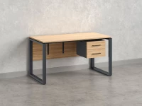 Стол прямой, подвесная тумба, ЛДСП экран, О-опора 2000x600x750 RM033-20x6 Вяз Швейцарский светлый/Серый