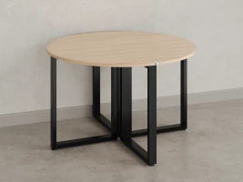 Круглый стол на О-образных опорах 1500x1500x750 RM187-15x15 Вяз Швейцарский светлый/Черный