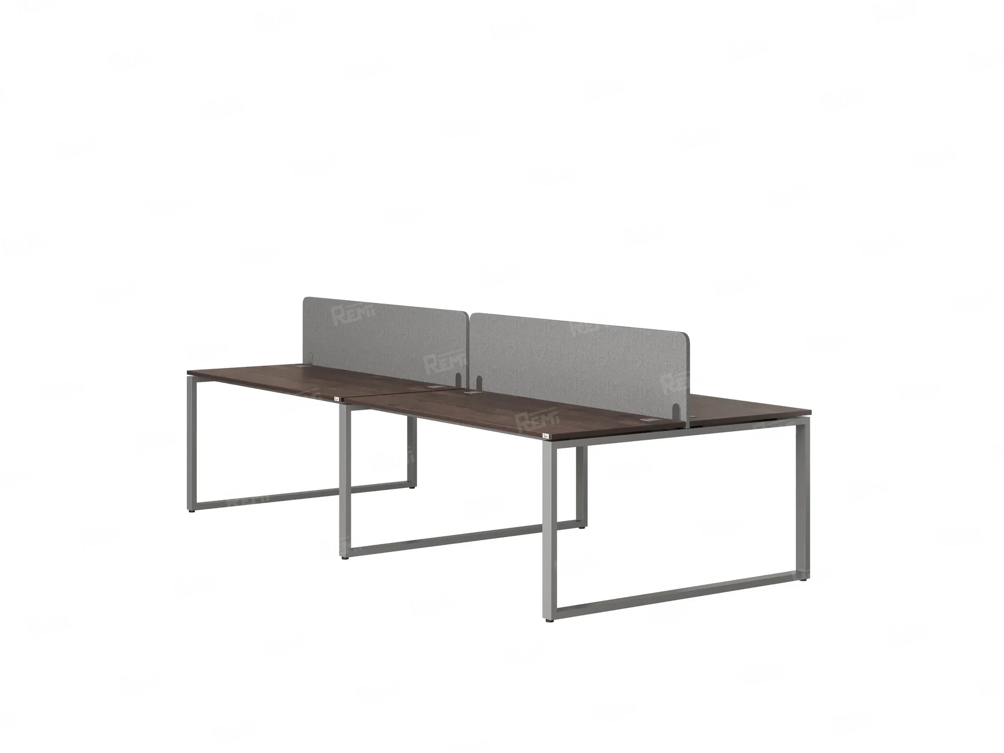 Бенч-система, 4 рабочих места, на О-образных опорах, 2 тканевых экранов 3200x1400x750 RM170-3-16x14 Дуб Апрельский шоколад/Серый