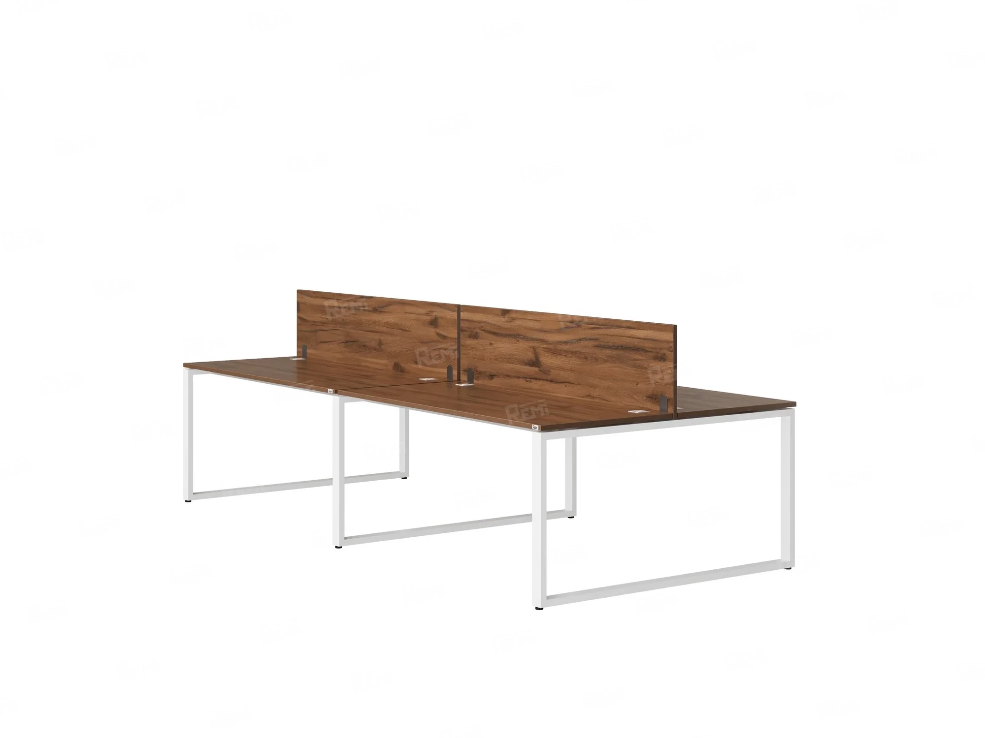 Бенч-система, 4 рабочих места, на О-образных опорах, 2 ЛДСП экранов 2800x1600x750 RM170-4-14x16 Дуб Юстус/Белый