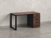 Стол прямой с тумбой на О-образных опоре, правый 1600x700x750 RM105-16x7 Дуб Апрельский шоколад/Черный