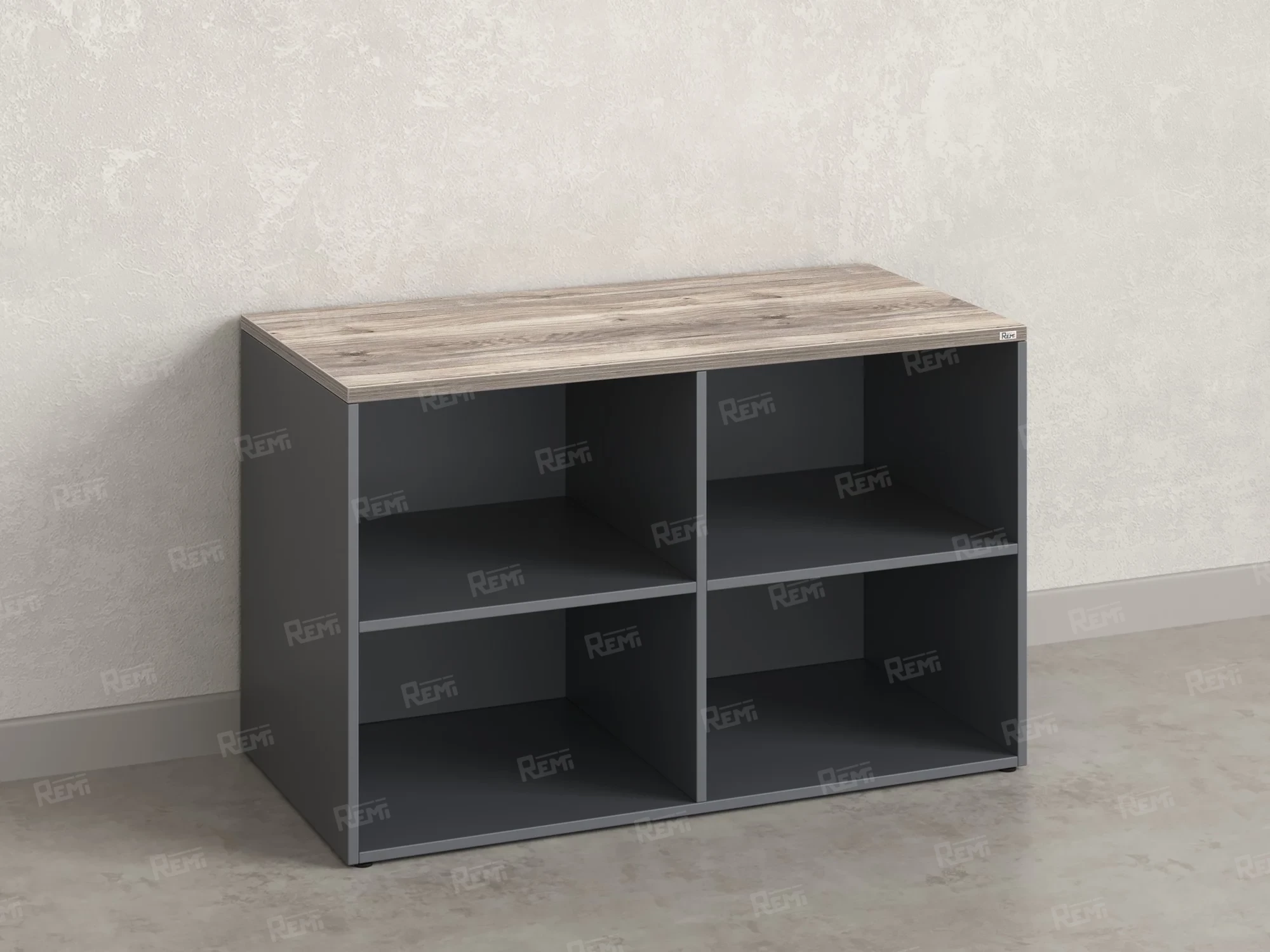 Стеллаж низкий, 4 ячейки 1200х600х750 RM146-12x6 Дуб Маувелла/Серый