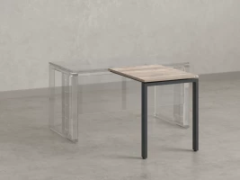Брифинг прямой, с парящей столешнецей, на П-образном каркасе 1200x600x750 RM070-12x6 Дуб Маувелла/Серый