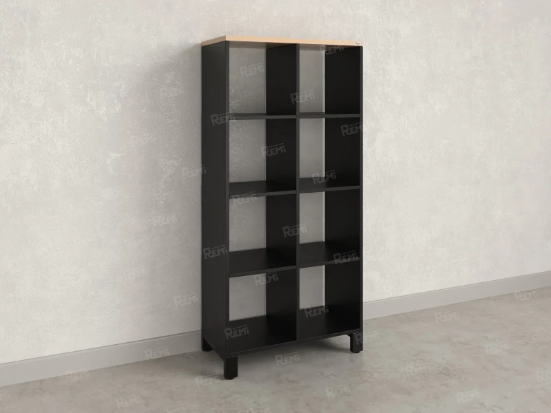 Стеллаж, 8 ячеек 750х370х1620 RM139-75x37 Вяз Швейцарский светлый/Черный
