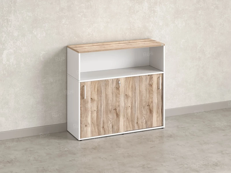 Шкаф-купе низкий, 2 полки с надстройкой, на регулируемых опорах 1200x420x1100 RM127-120x42 Дуб Маувелла/Белый