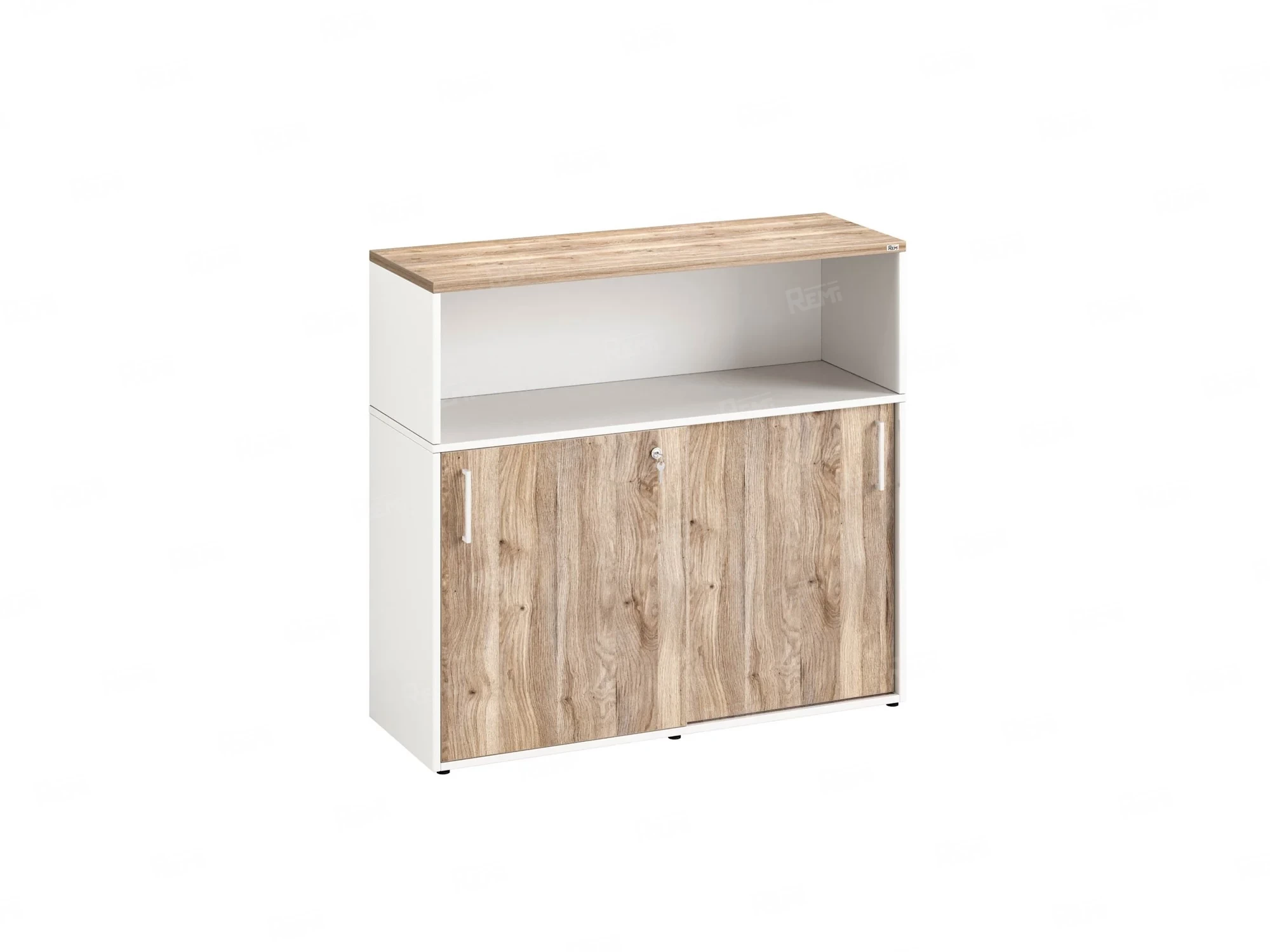 Шкаф-купе низкий, 2 полки с надстройкой, на регулируемых опорах 1200x420x1100 RM127-120x42 Дуб Маувелла/Белый