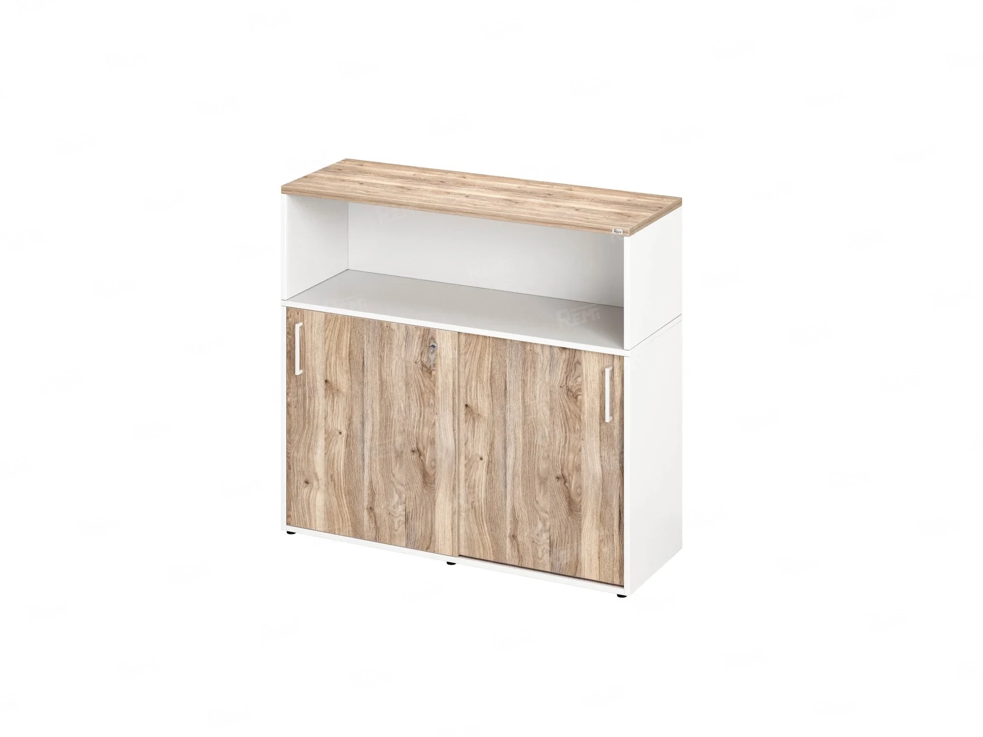 Шкаф-купе низкий, 2 полки с надстройкой, на регулируемых опорах 1200x420x1100 RM127-120x42 Дуб Маувелла/Белый