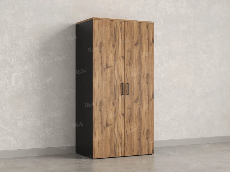 Гардероб, на регулируемых опорах, штанга, 1 полка 900x600x1800 RM159-90x60 Дуб Юстус/Черный