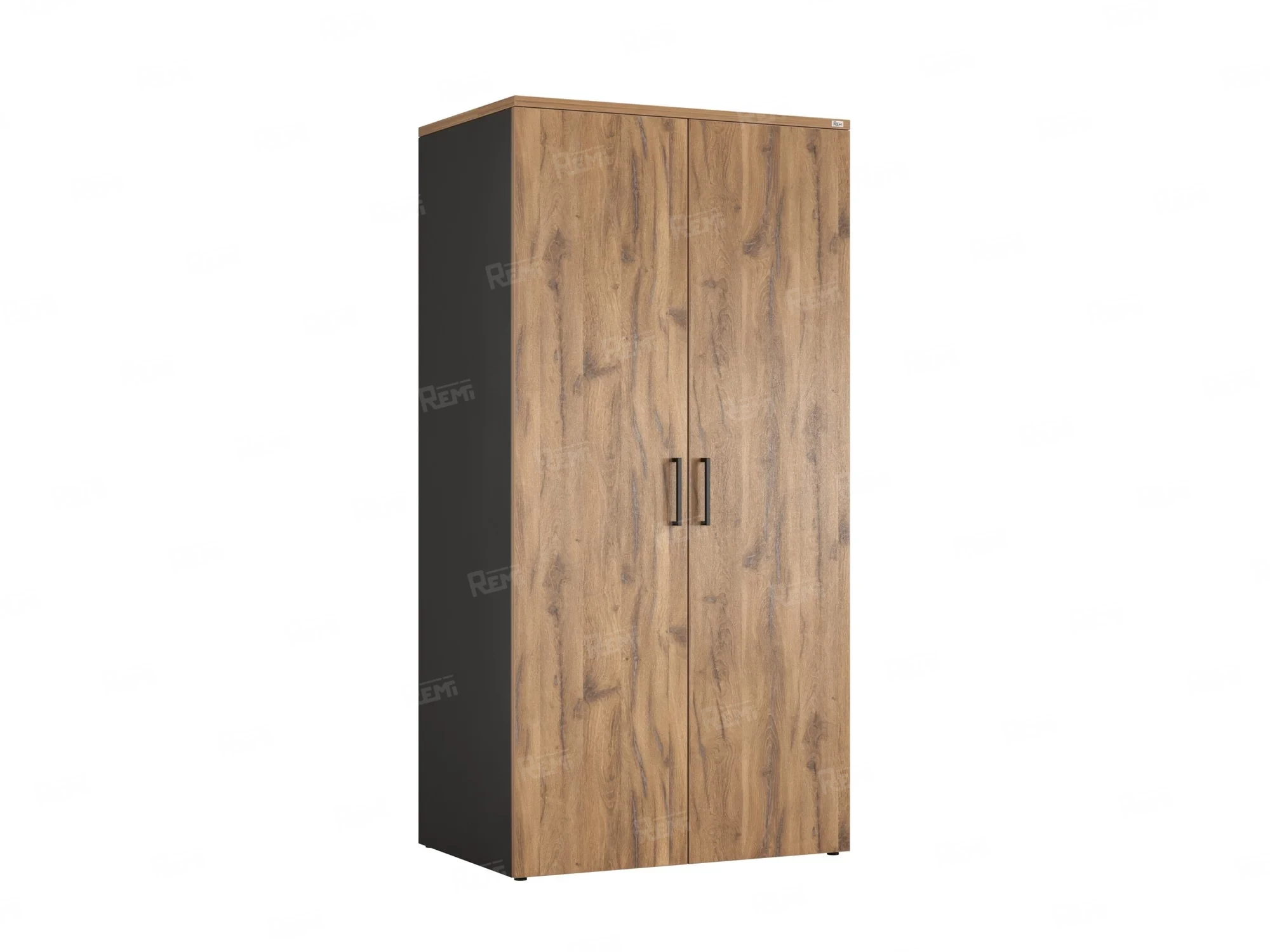 Гардероб, на регулируемых опорах, штанга, 1 полка 900x600x1800 RM159-90x60 Дуб Юстус/Черный