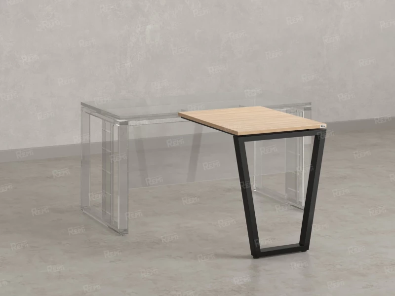 Брифинг прямой, с парящей столешнецей, на U-образном каркасе 1300x600x750 RM074-13x6 Вяз Швейцарский светлый/Черный