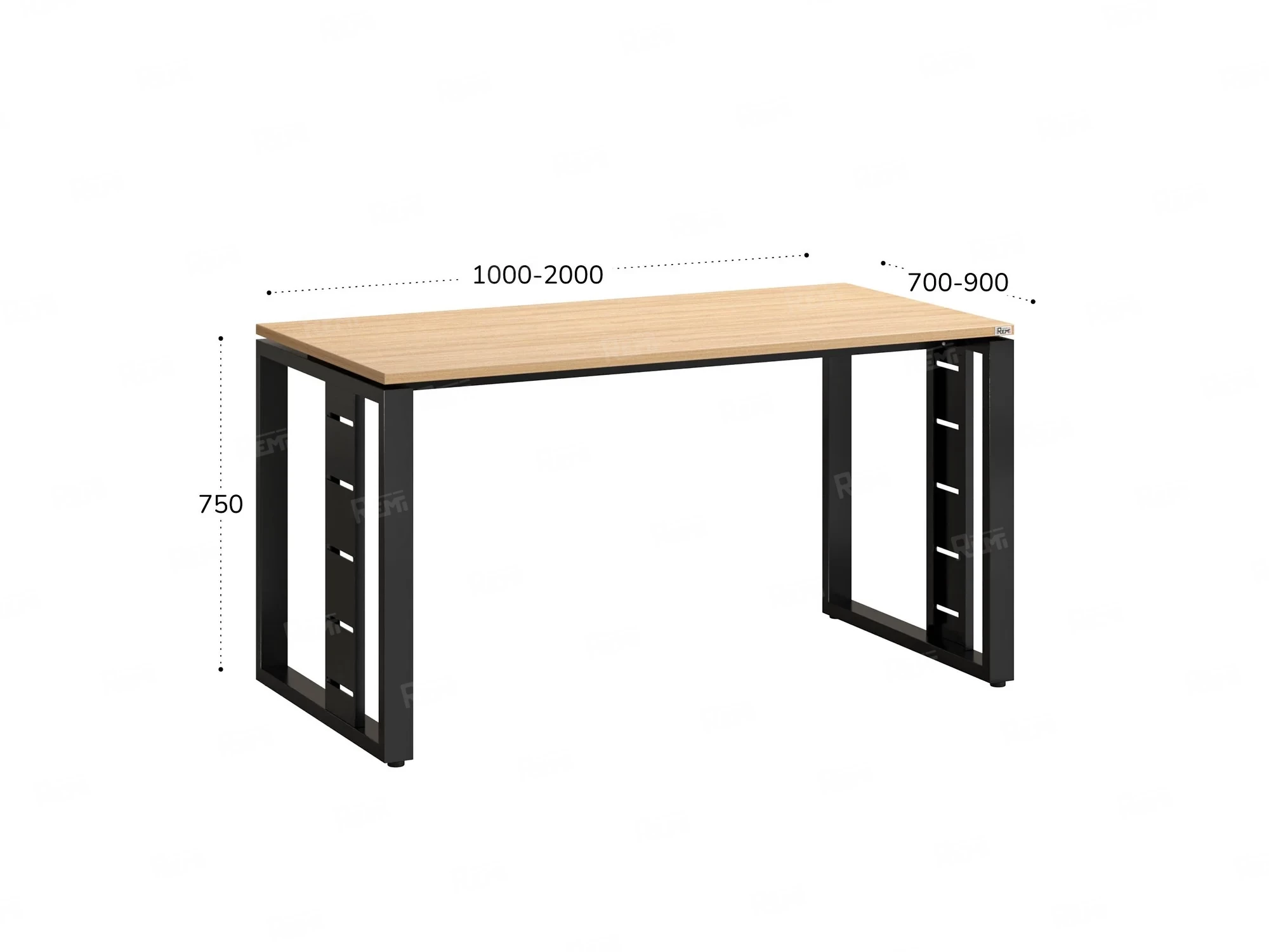 Стол прямой на О-образных опорах 1200x800x750 RM040-12x8 Вяз Швейцарский светлый/Черный