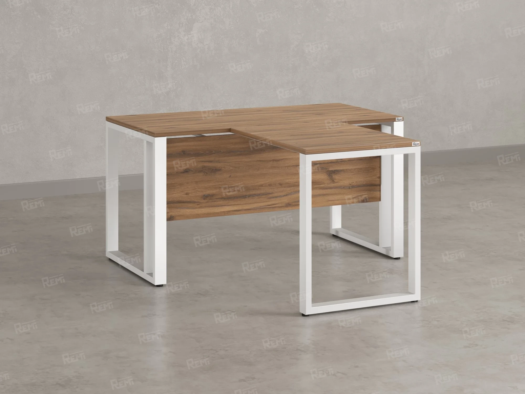 Стол с брифингом на О-образных опорах с экраном ЛДСП RM046-18x8 1800x2600x750 Дуб Юстус/Белый