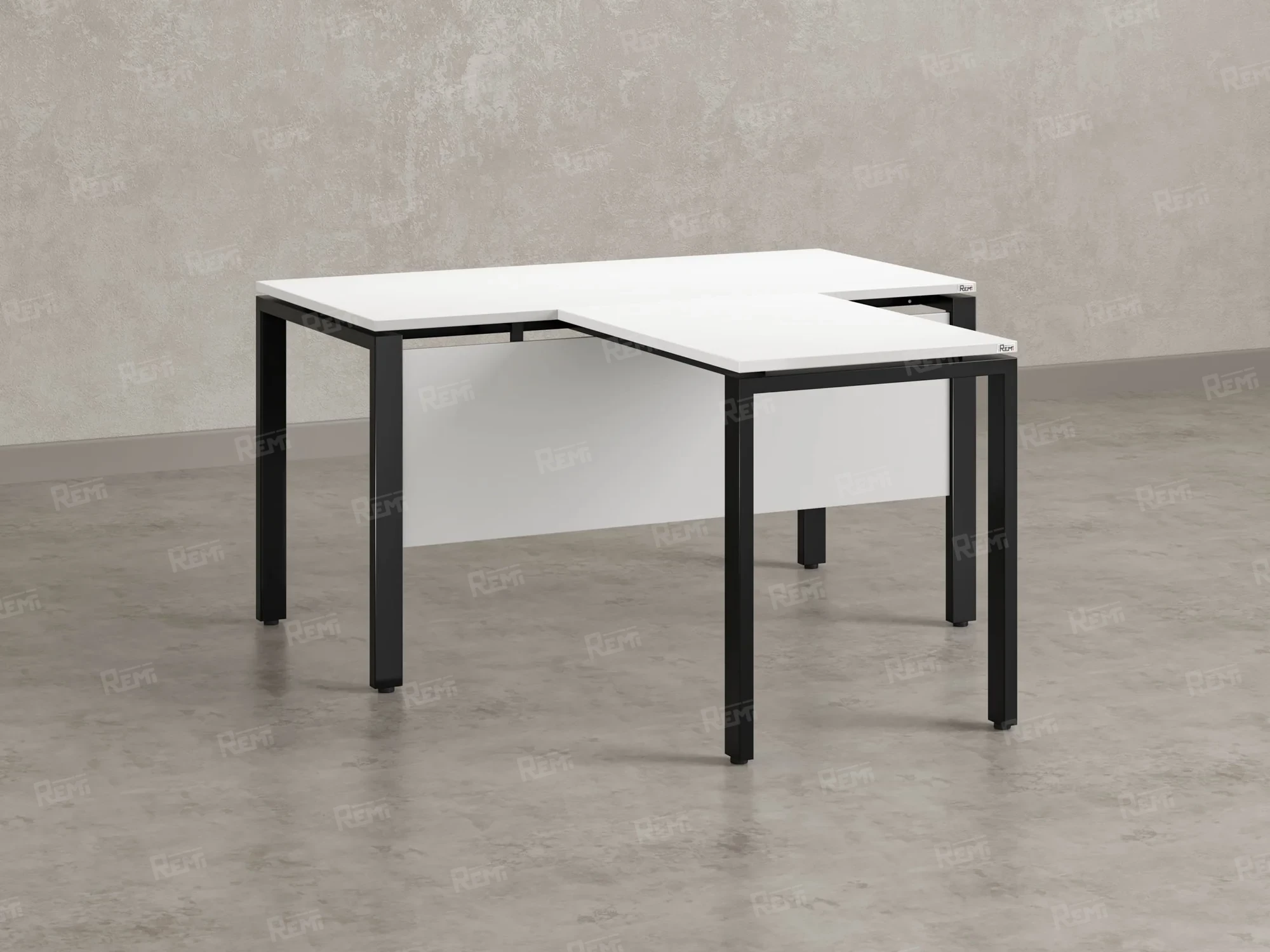 Стол с брифингом с парящей столешницей на П-образных опорах с экраном ЛДСП RM043-18x6 1800x2400x750 Белый/Черный