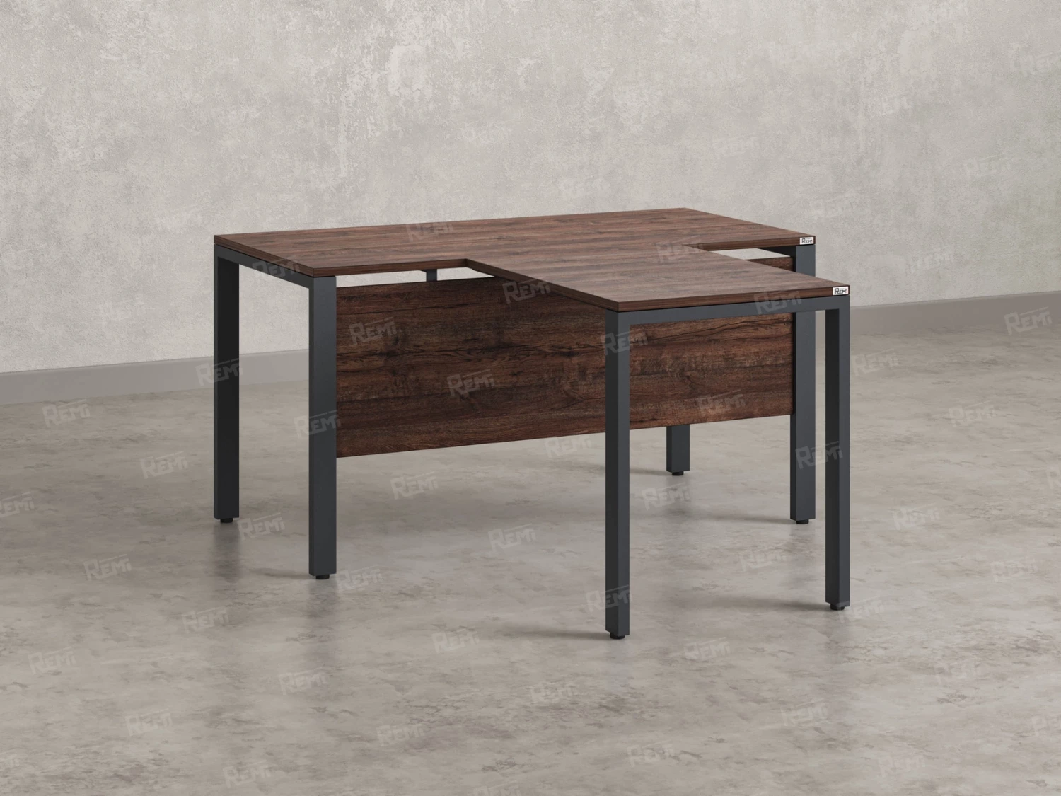 Стол с брифингом на П-образных опорах с экраном ЛДСП RM044-16x7 1600x2300x750 Дуб Апрельский шоколад/Серый