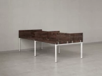 Бенч-система, 4 рабочих места, на П-образных опорах, 8 ЛДСП экранов 2000x1200x750 RM166-2-10x12 Дуб Апрельский шоколад/Белый