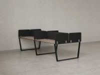 Бенч-система, 4 рабочих места, на U-образных опорах, 8 тканевых экранов 2400x1200x750 RM173-1-12x12 Дуб Маувелла/Черный