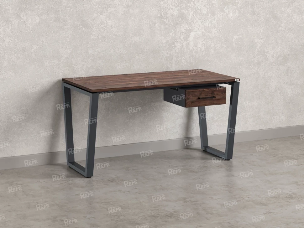 Стол прямой с подвесной тумбой, U-опора 1800x600x750 RM034-18x6 Дуб Апрельский шоколад/Серый