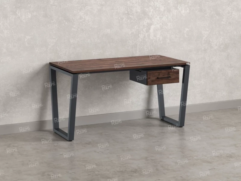 Стол прямой с подвесной тумбой, U-опора 1800x600x750 RM034-18x6 Дуб Апрельский шоколад/Серый